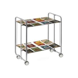 Don Hierro - Table roulante pliante bauhaus, 2 plateaux, châssis gris aluminium. - 22