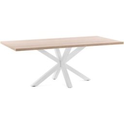 Table de salle à manger Argo rectangulaire 160 x 100 cm en mélamine et pieds en acier blanc