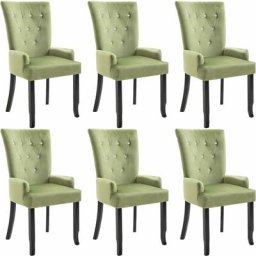 Chaises à manger et accoudoirs lot de 6 vert clair velours Vidaxl Vert clair