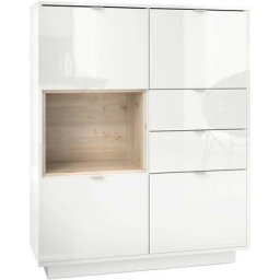 Vladon - Buffet haut Metro Commode Dressoir Crédence Blanc haut brillance insert coloré - Insertion