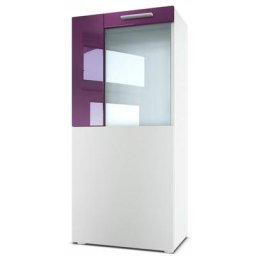 Vladon - Vitrine sur pieds Vitrine suspendue Movie en blanc mat avec panneaux décoratifs - Décor en