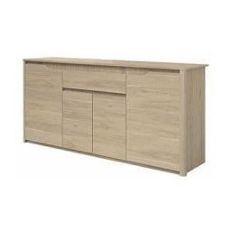 Buffet bas - Panneaux de particules - Décor chene dakota - 4 portes + 1 tiroir - Betty - l 185 x p