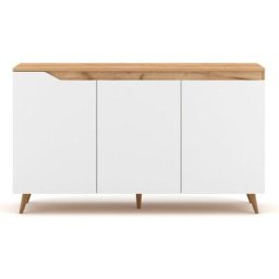 Buffet Scandinave 3 Portes L140 cm - Décor bois et blanc - Tree Calicosy Blanc