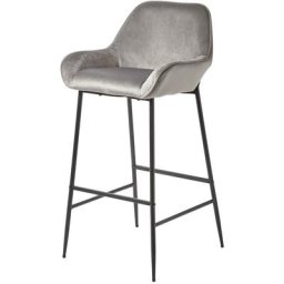 Homescapes - Eton Tabouret de bar en velours, Gris - Gris