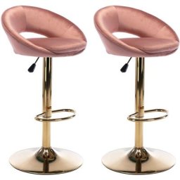 Lot de 2 Tabouret de Bar en Velours Chaise de Bar Réglable avec Pieds Dorés, Chaise Haute Cuisine