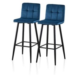 Tabouret de Bar Lot de 2 en Velours, Chaise avec Dossier et Repose-Pieds, Siège de Cuisine Haut,