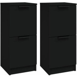 Buffets 2 pcs noir 30x30x70 cm bois d'ingénierie Vidaxl Black
