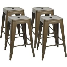 Dyhf - Lot de 4 tabourets de bar industriel hauteur assise 61 cm métal
