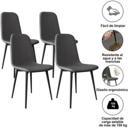 Sdlogal - Lot de 4 Chaises Chaises de Salle à Manger, Cuisine, Chambre - pieds effilés métal noir,