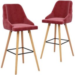 Tabourets de bar lot de 2 rouge bordeaux velours Vidaxl Wine red