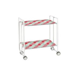 Don Hierro - Table roulante pliante bauhaus châssis blanc, 2 plateaux - 89