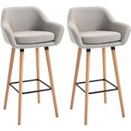 Tabourets de bar design scandinave - lot de 2 tabourets de bar grand confort avec repose-pieds et