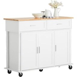 Sobuy - FKW116-WN Desserte sur roulettes, Chariot de Cuisine, Chariot de Service, Buffet Placard