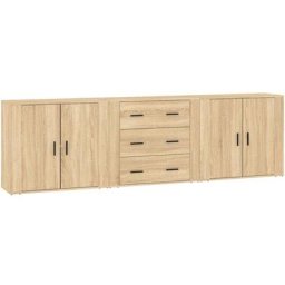 Buffets 3 pcs Chêne sonoma Bois d'ingénierie Vidaxl Chêne sonoma