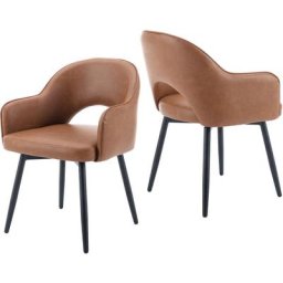 Lot de 2 Chaise Salle à Manger Moderne avec Accoudoirs Chaise de Cuisine Rembourés avec Pieds en