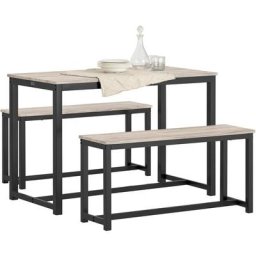 OGT25-HN Ensemble Table à Manger et 2 Bancs, Set de 3 Pièces, Ensemble de Table de Cuisine avec 2