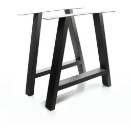 Lot 2 Pied de Table en Acier 70x72cm Profil- a en Noir Piètement Patin Support Surface Travail