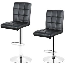 Lot de 2 Tabourets de Bar en Cuir PU,Tabourets Hauts Cuisine Moderne, Pivotant sur 360°, Dossier et