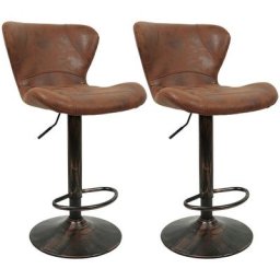 Lot de 2 tabourets de bar Haloyo marron vintage - tabouret de bar industriel
