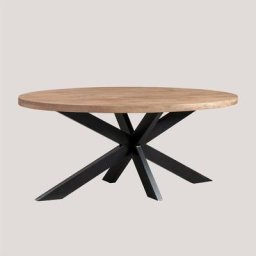 Table de Salle à Manger Ovale en Bois d'Acacia (200x100 cm) Gaiba Sklum Brun Acacia Brun Acacia