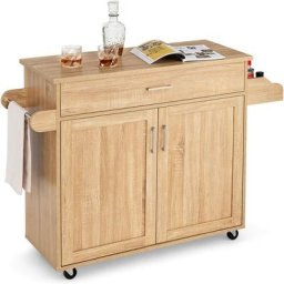 Desserte de Cusine, Bîlot de Cuisine à roulettes Etagère Réglable sur 3 Niveaux (Roues en Coutchouc