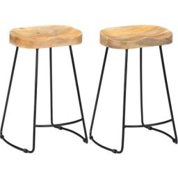 Tabourets de bar Gavin lot de 2 bois de manguier massif Vidaxl n/a