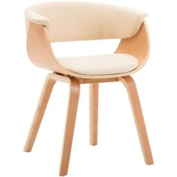 Chaise de salle à manger Crème Bois courbé et similicuir Vidaxl crème et marron clair