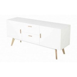 Buffet Blanc Scandinave 2 Portes 2 Tiroirs 2 Niches - Blanc