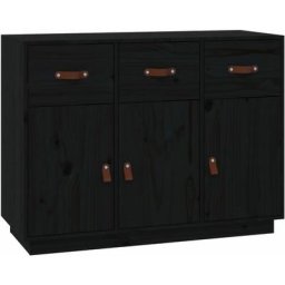 Buffet Noir 100x40x75 cm Bois massif de pin Vidaxl Noir