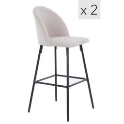 Lot de 2 Tabourets de Bar Metal Tissu Scandinave Tissu - Beige