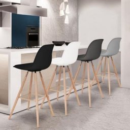 Lot de 4 tabourets de bar sara mix color gris foncé, gris clair, blanc et noir - Multicolore