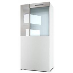 Vladon - Vitrine sur pieds Vitrine suspendue Movie en blanc mat avec panneaux décoratifs - Décor en
