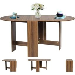 Table Extensible Salle à Manger pour 4-7 Personnes, Table Ronde Extensible Style Moderne avec 2