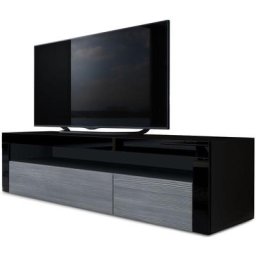 Armoire basse Meuble tv Valencia en Noir mat - haute brillance & tons naturels - Avola-Anthracite /