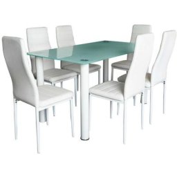 Ensemble de table et 6 chaises en blanc