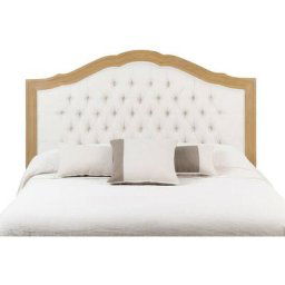 Tête de lit 160cm Wabi Home couleur bois et rembourré beige clair capitoné