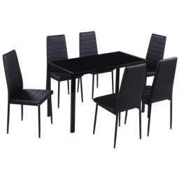 Ensemble de table à manger sept pièces noir Vidaxl Noir