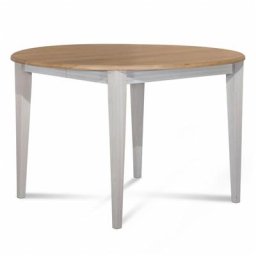 Table ronde extensible bois D105 cm avec 1 allonge et pieds fuseau - victoria - Blanc