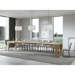 Table extensible 6 à 20 places chêne naturel Kristo 160 à 420 cm - Support 2 pieds