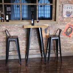 Tabouret Haut lix Bois Bois - Acier Bois Naturel - Bois Naturel - Bathrins