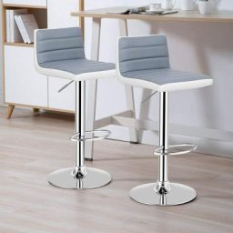2 Tabourets de Bar Rotatif sur 360°, en Acier + Éponge + pu, Hauteur Réglable 78-98 cm , avec