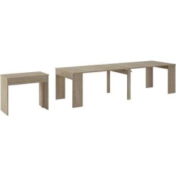 Skraut Home - Table console extensible jusqu'à 3 mètres - 75 x 90 x 50 cm - Finition Chêne clair