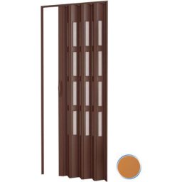 Pinto - Porte accordéons pliante intérieur en kit avec verre en pvc mod. Sonia Douglas 82x220 cm