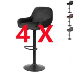 Hofuton Lot de 4 Tabourets de Bar, Chaise Bar Haute en Velours, Tabourets de Bistrot Tabourets de