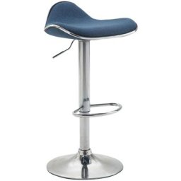 CLP - Tabouret de bar Shanghai tissu avec pied en métal bleu Chrome