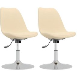 Chaises pivotantes à manger lot de 2 crème tissu Vidaxl Crème
