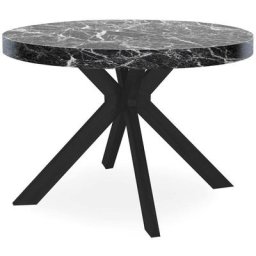 Table ronde extensible Myriade Noir et Effet marbre Noir - Noir