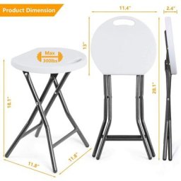 Tabouret pliable en plastique et métal - Noir et blanc - h 45 x d 30 cm - Livraison gratuite - Noir