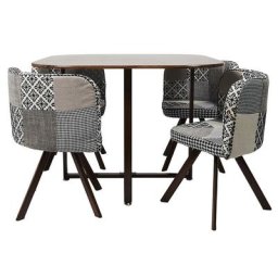 Ensemble table carrée et 4 chaises encastrables Patchwork - Gris