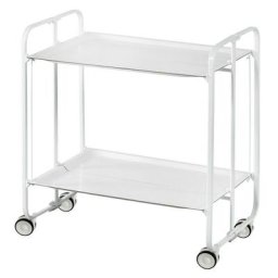 Don Hierro - Table roulante pliante bauhaus châssis blanc, 2 plateaux - Blanc